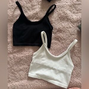 Forever 21 Black and White Ribbed Crop Tops Bundle